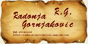 Radonja Gornjaković vizit kartica